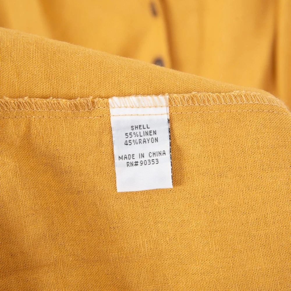 Rebellion Mustard Button Down Linen Midi Dress - Picture 4 of 8